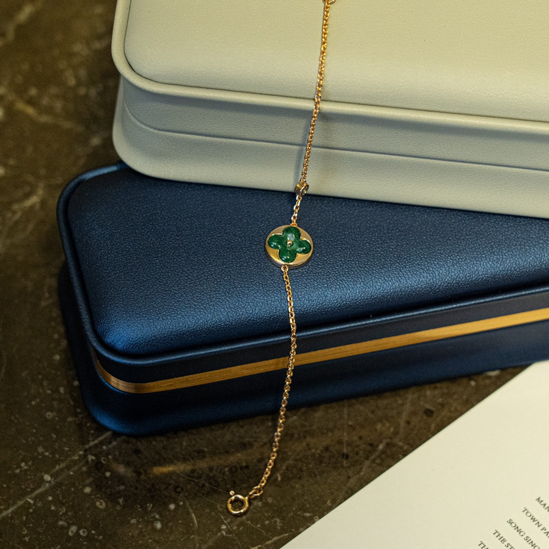 [Eterna Jewels]SUN MALACHITE 1 DIAMOND PINK GOLD BRACELET