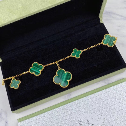 [Eterna Jewels]MAGIC CLOVER MALACHITE GOLD BRACELET 5 MOTIFS