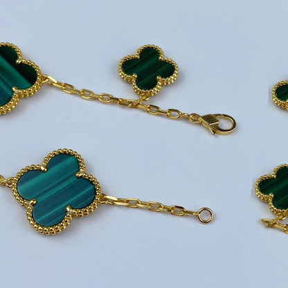 [Eterna Jewels]MAGIC CLOVER MALACHITE GOLD BRACELET 5 MOTIFS
