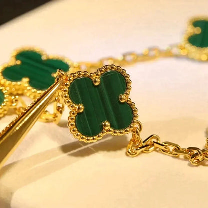 [Eterna Jewels] CLOVER 5 MOTIF MALACHITE BRACELET COLLECTION
