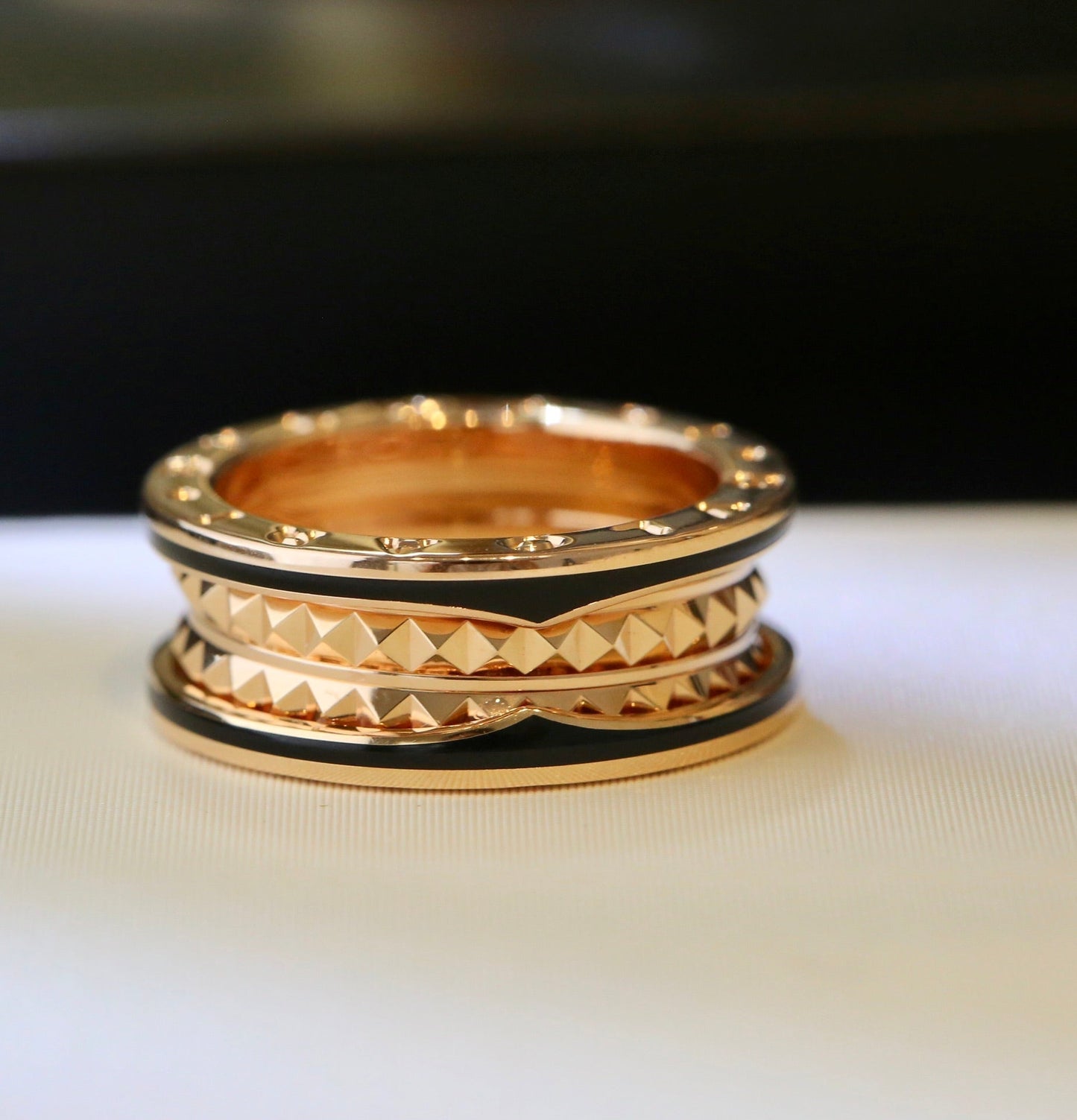 [Eterna Jewels]ZERO 1 PINK GOLD BLACK CERAMIC RING