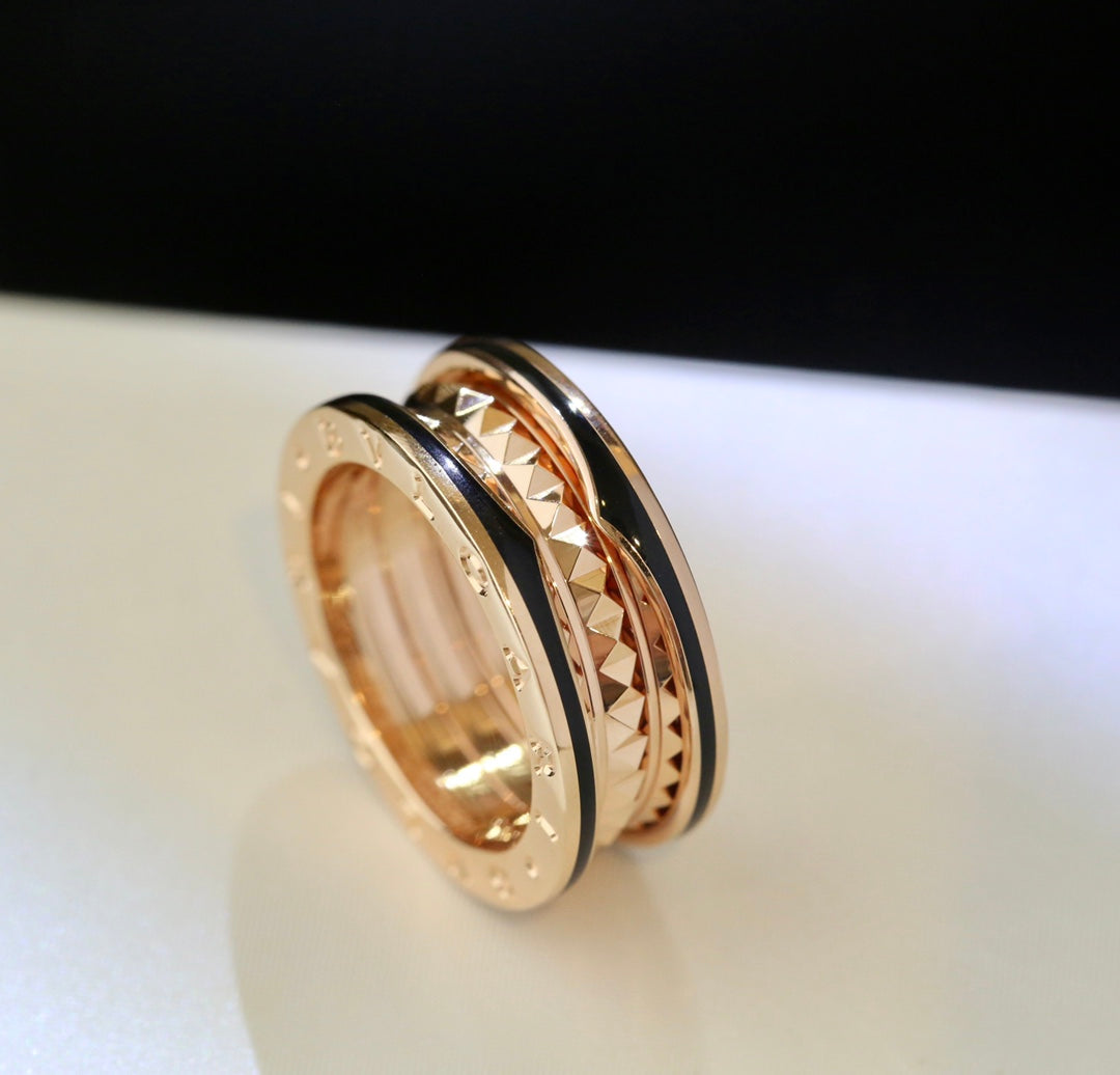 [Eterna Jewels]ZERO 1 PINK GOLD BLACK CERAMIC RING