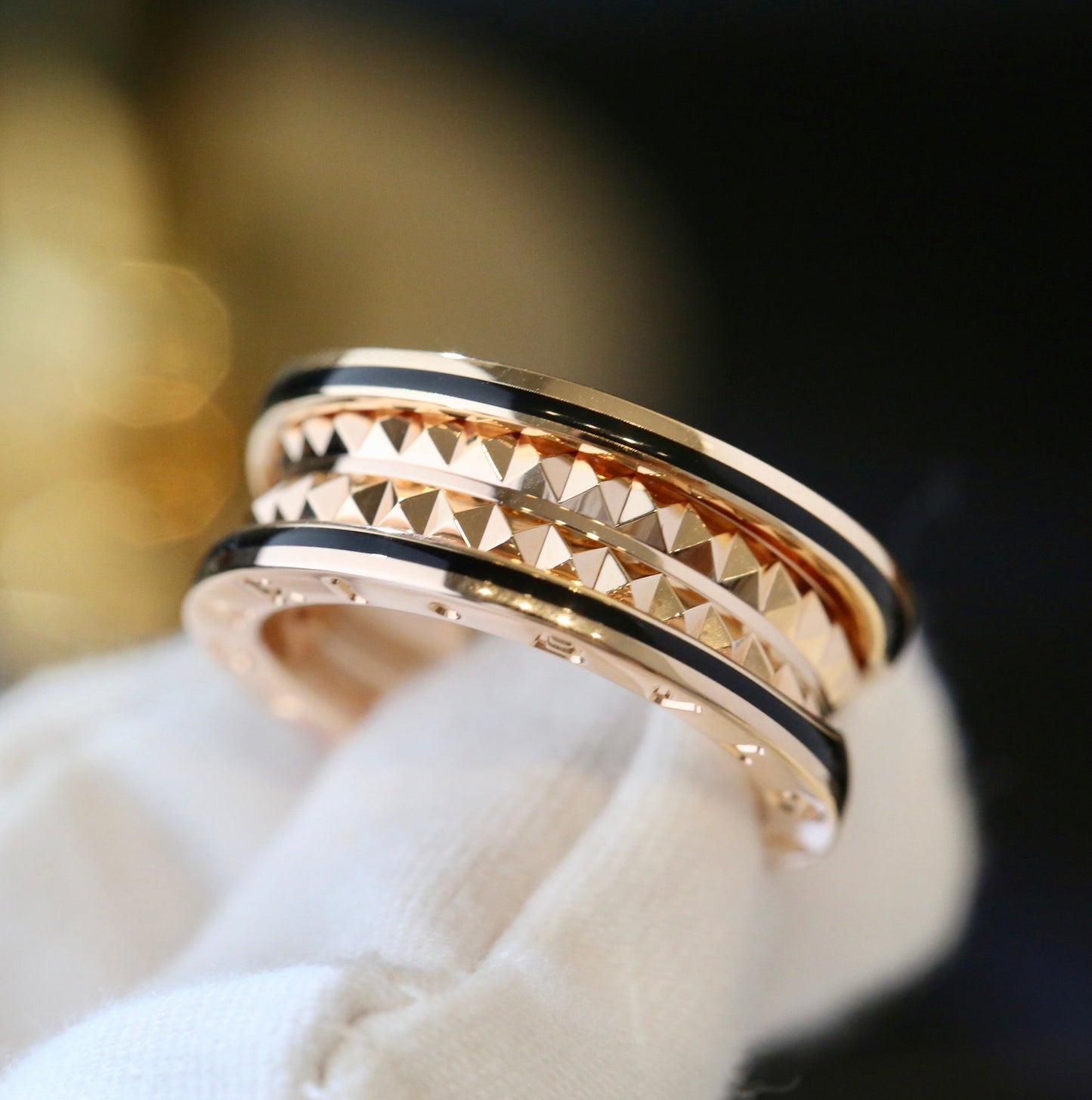 [Eterna Jewels]ZERO 1 PINK GOLD BLACK CERAMIC RING