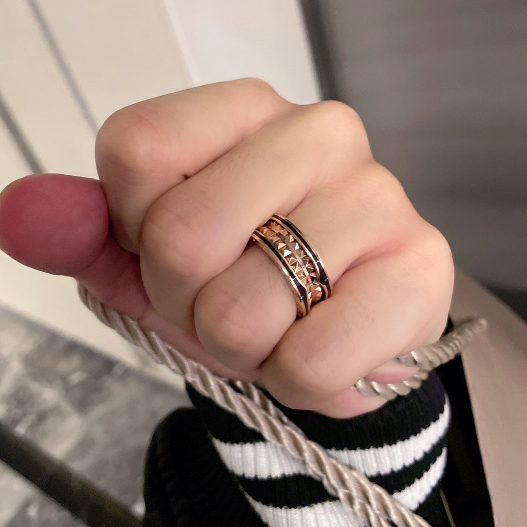 [Eterna Jewels]ZERO 1 PINK GOLD BLACK CERAMIC RING