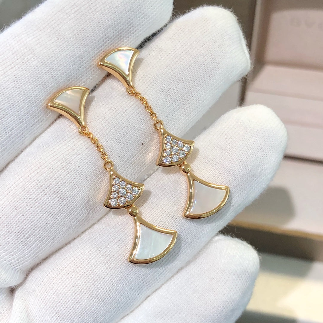 [Eterna Jewels]DREAM EARRINGS 3 MOTIFS DIAMOND MOP PINK GOLD