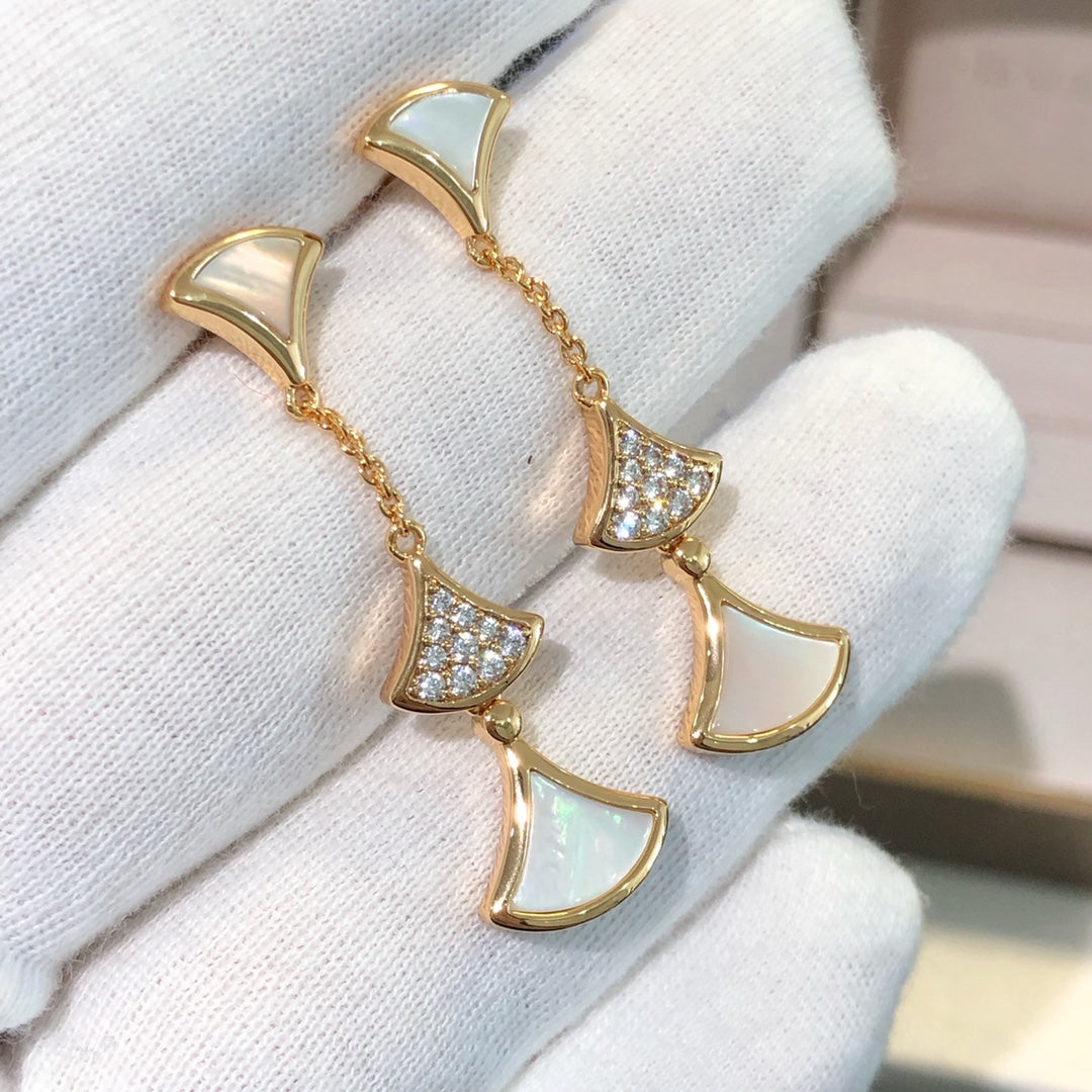 [Eterna Jewels]DREAM EARRINGS 3 MOTIFS DIAMOND MOP PINK GOLD