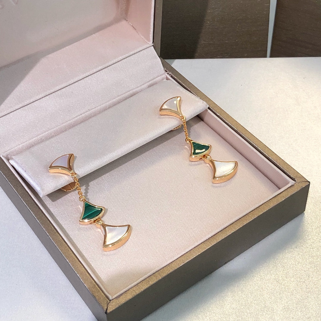 [Eterna Jewels]DREAM EARRINGS 3 MOTIFS MALACHITE MOP PINK GOLD