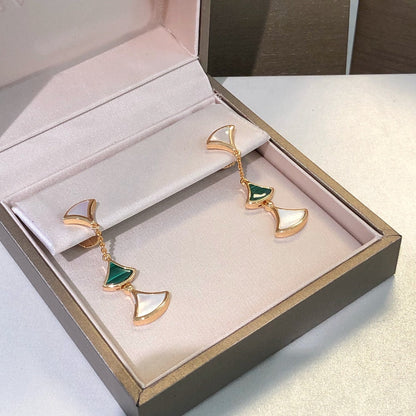 [Eterna Jewels]DREAM EARRINGS 3 MOTIFS MALACHITE MOP PINK GOLD