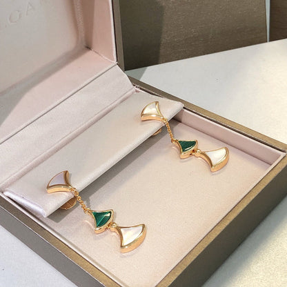 [Eterna Jewels]DREAM EARRINGS 3 MOTIFS MALACHITE MOP PINK GOLD