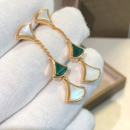 [Eterna Jewels]DREAM EARRINGS 3 MOTIFS MALACHITE MOP PINK GOLD