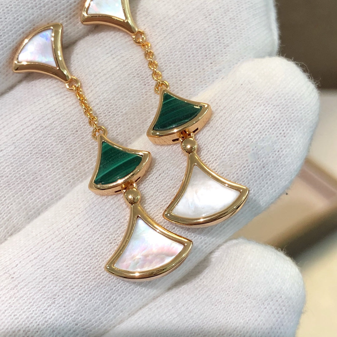 [Eterna Jewels]DREAM EARRINGS 3 MOTIFS MALACHITE MOP PINK GOLD