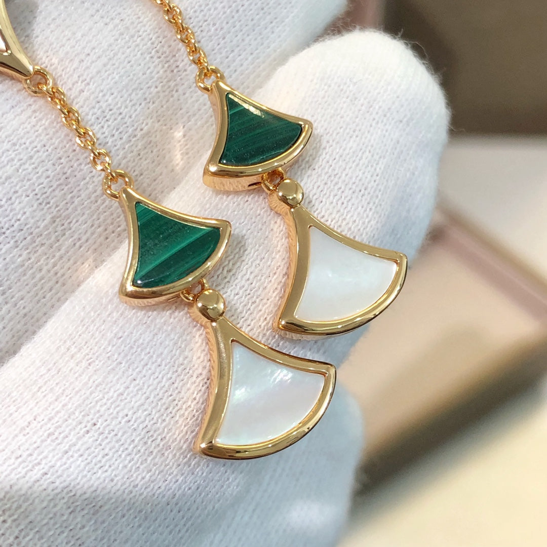 [Eterna Jewels]DREAM EARRINGS 3 MOTIFS MALACHITE MOP PINK GOLD