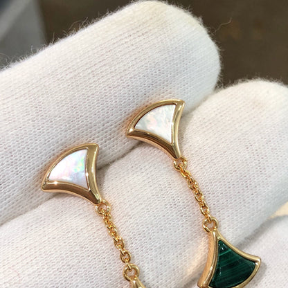 [Eterna Jewels]DREAM EARRINGS 3 MOTIFS MALACHITE MOP PINK GOLD