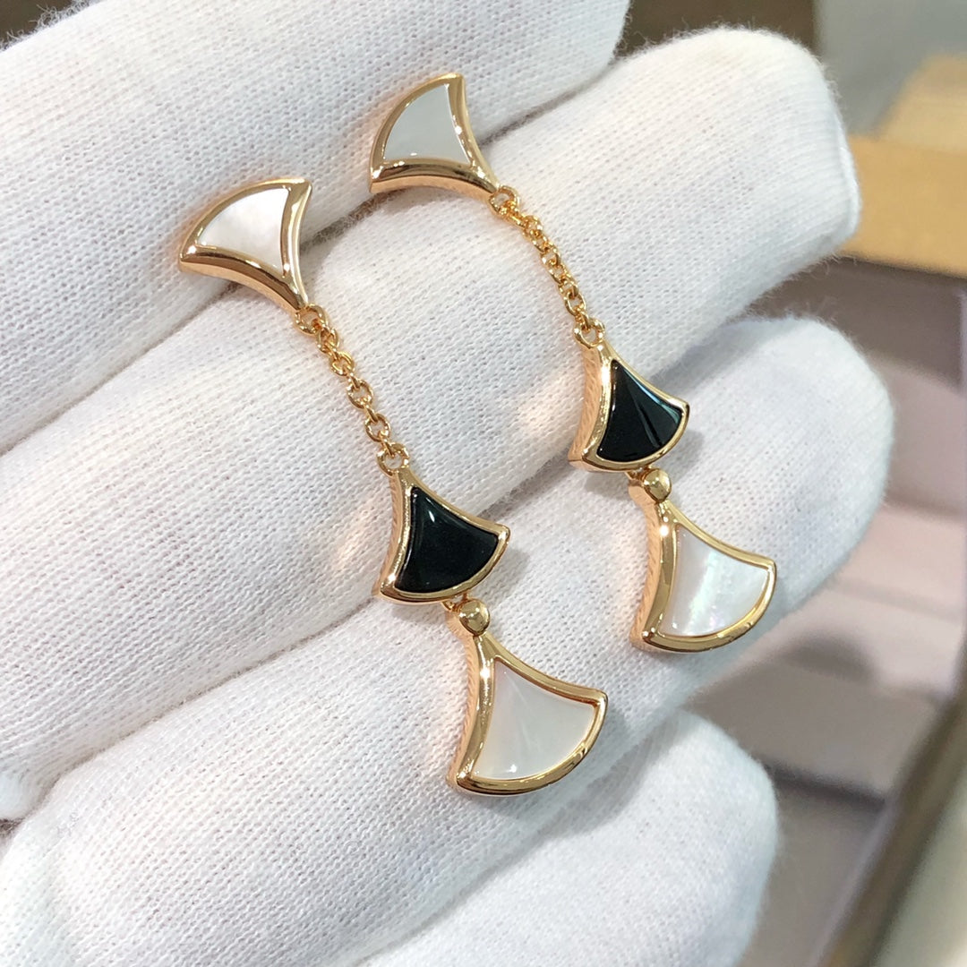 [Eterna Jewels]DREAM EARRINGS 3 MOTIFS ONYX MOP PINK GOLD