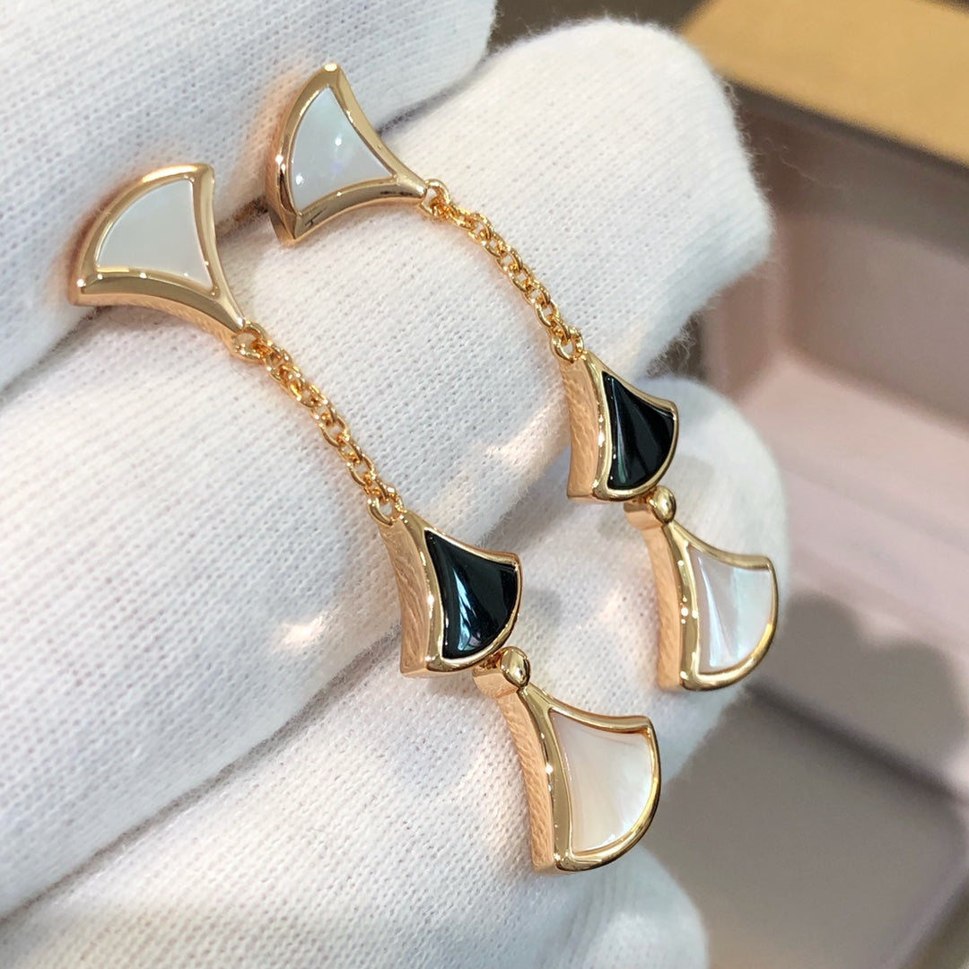 [Eterna Jewels]DREAM EARRINGS 3 MOTIFS ONYX MOP PINK GOLD