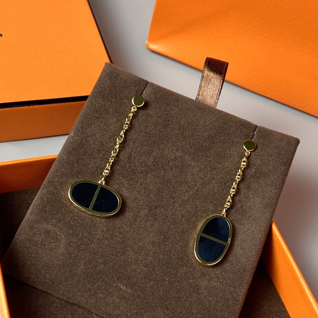 [Eterna Jewels]CHAINE VERSO BLACK CERAMIC EARRINGS