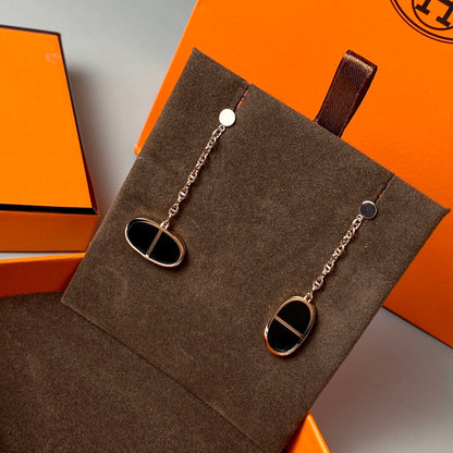 [Eterna Jewels]CHAINE VERSO BLACK CERAMIC EARRINGS