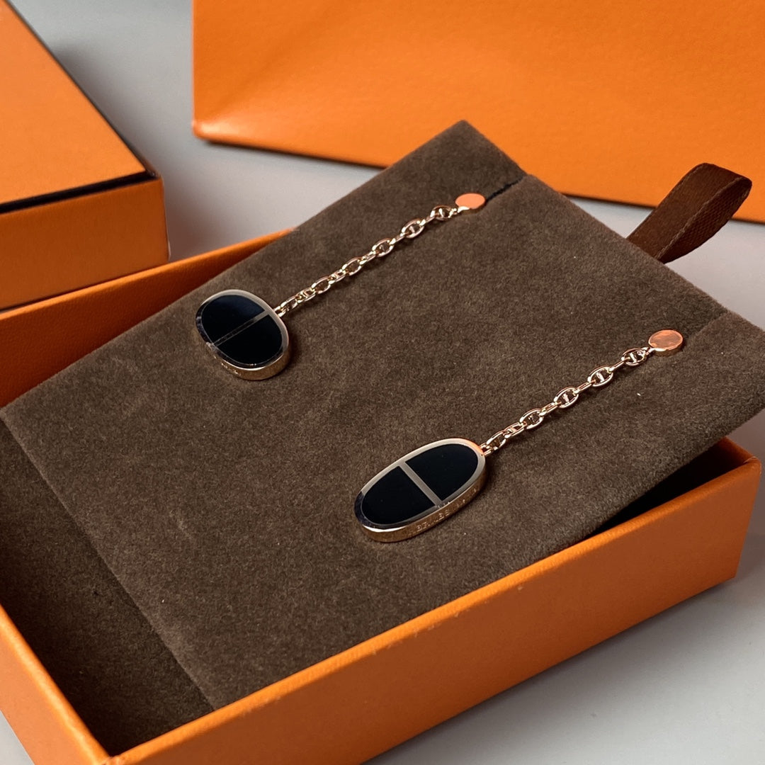 [Eterna Jewels]CHAINE VERSO BLACK CERAMIC EARRINGS