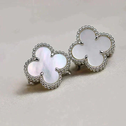 [Eterna Jewels]CLOVER MEDIUM 1 MOTIFS  WHITE MOP EARRINGS SILVER