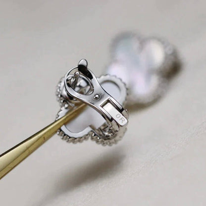 [Eterna Jewels]CLOVER MEDIUM 1 MOTIFS  WHITE MOP EARRINGS SILVER