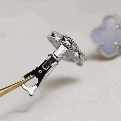 [Eterna Jewels]CLOVER MEDIUM 1 MOTIFS  WHITE MOP EARRINGS SILVER