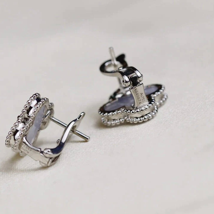 [Eterna Jewels]CLOVER MEDIUM 1 MOTIFS  WHITE MOP EARRINGS SILVER