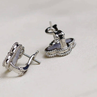 [Eterna Jewels]CLOVER MEDIUM 1 MOTIFS  WHITE MOP EARRINGS SILVER