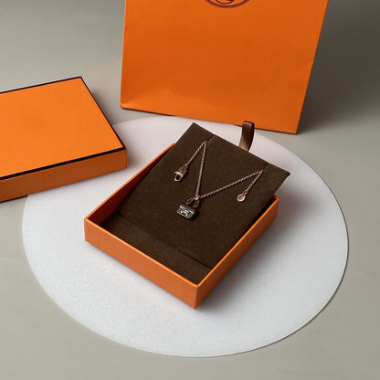 [Eterna Jewels]CONSTANCE BLACK PEDANT PINK GOLD NECKLACE