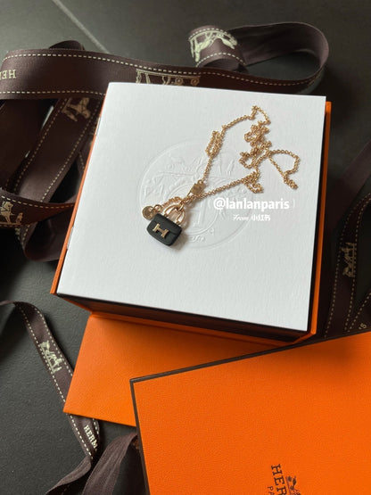 [Eterna Jewels]CONSTANCE BLACK PEDANT PINK GOLD NECKLACE