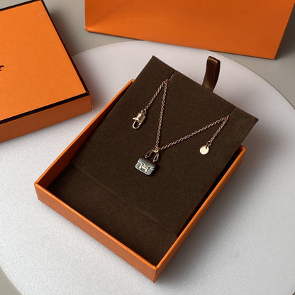 [Eterna Jewels]CONSTANCE BLACK PEDANT PINK GOLD NECKLACE