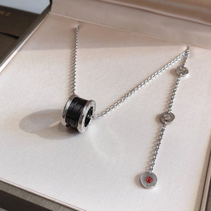 [Eterna Jewels]ZERO 1 BLACK CERAMIC SILVER NECKLACE