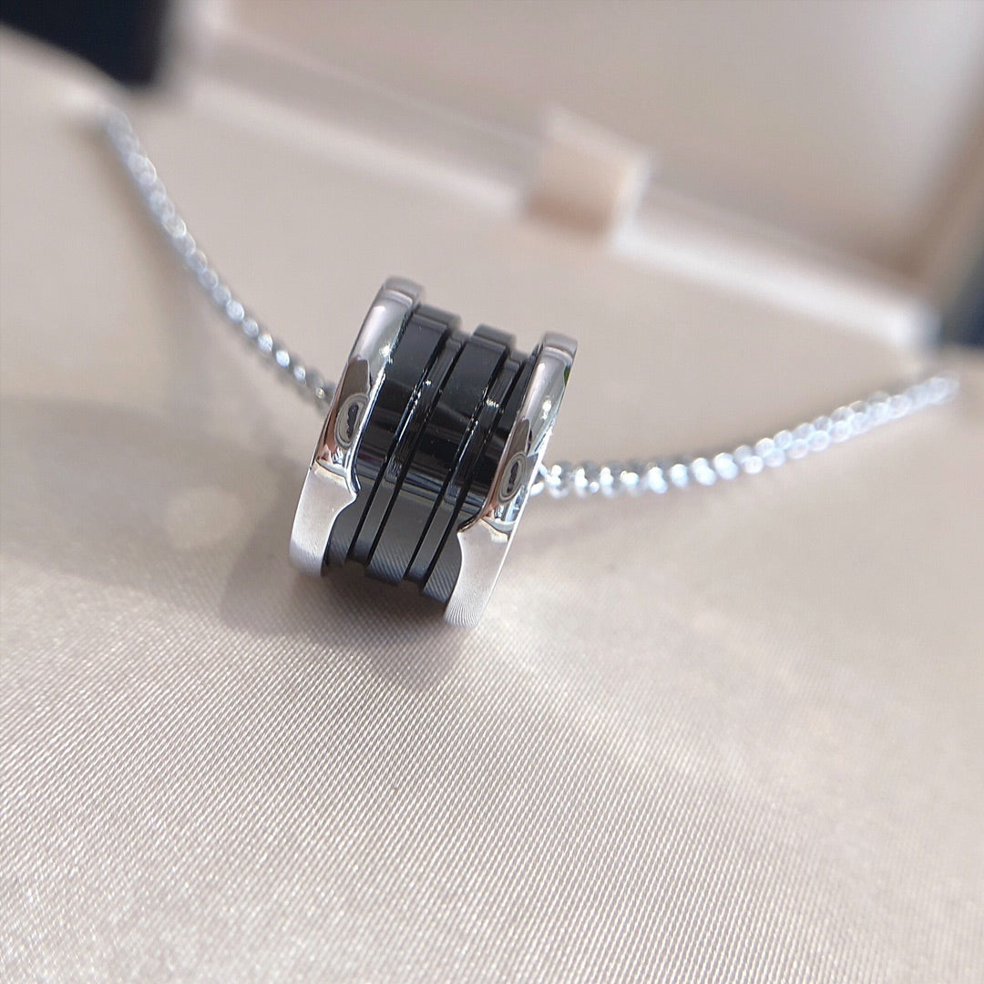 [Eterna Jewels]ZERO 1 BLACK CERAMIC SILVER NECKLACE