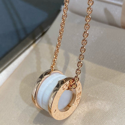 [Eterna Jewels]ZERO 1 WHITE CERAMIC PINK GOLD NECKLACE