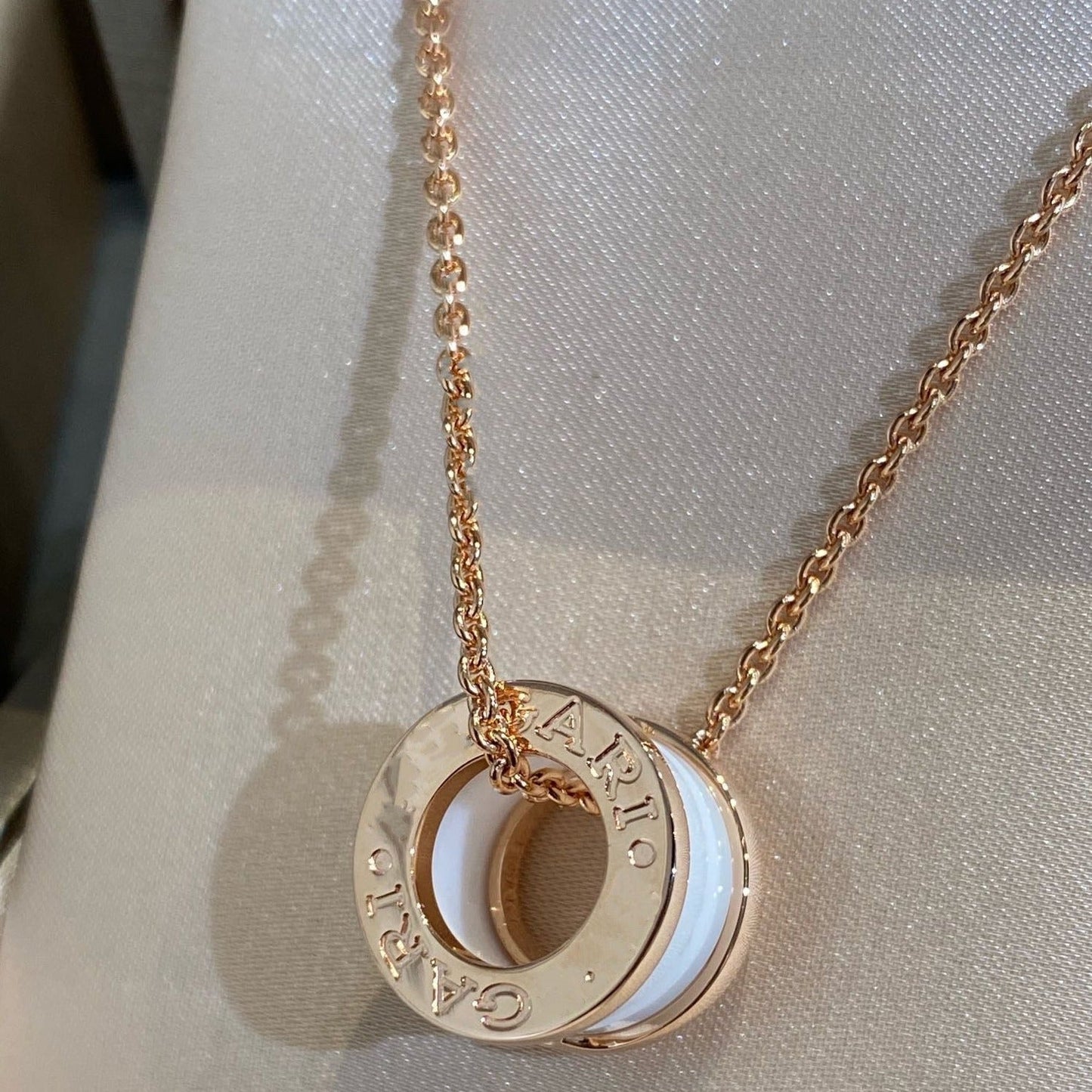 [Eterna Jewels]ZERO 1 WHITE CERAMIC PINK GOLD NECKLACE