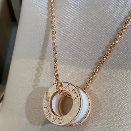 [Eterna Jewels]ZERO 1 WHITE CERAMIC PINK GOLD NECKLACE