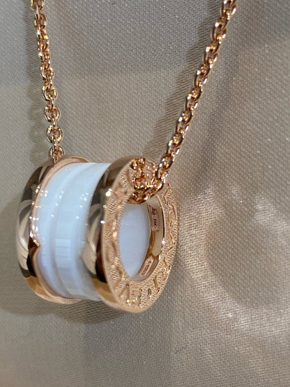 [Eterna Jewels]ZERO 1 WHITE CERAMIC PINK GOLD NECKLACE