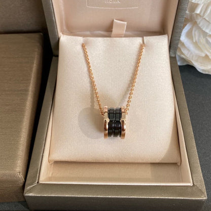 [Eterna Jewels]ZERO 1 BLACK CERAMIC PINK GOLD NECKLACE