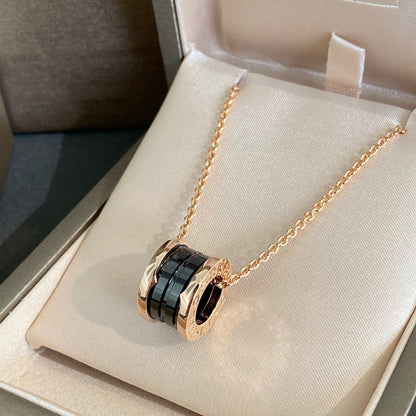 [Eterna Jewels]ZERO 1 BLACK CERAMIC PINK GOLD NECKLACE