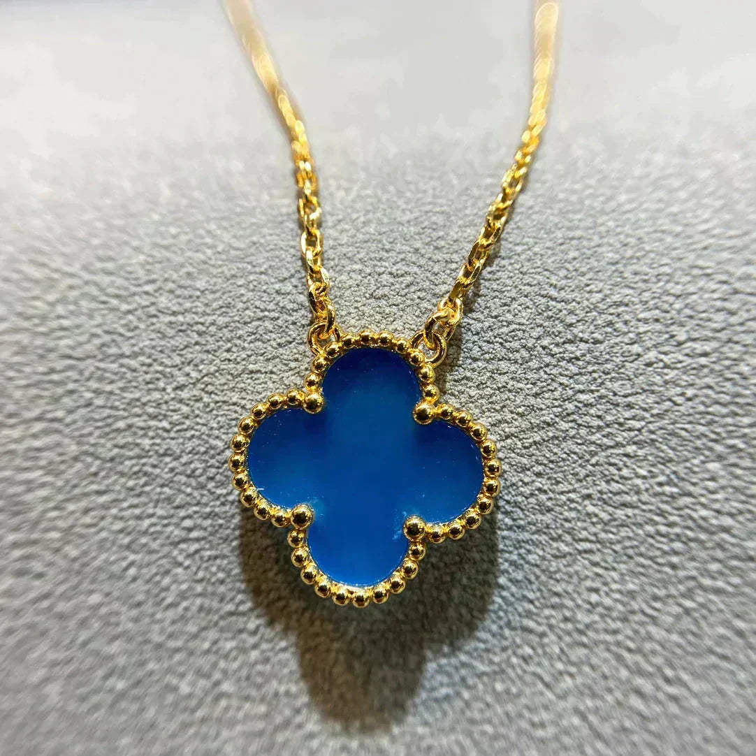 [Eterna Jewels]CLOVER 15MM BLUE AGATE NECKLACE