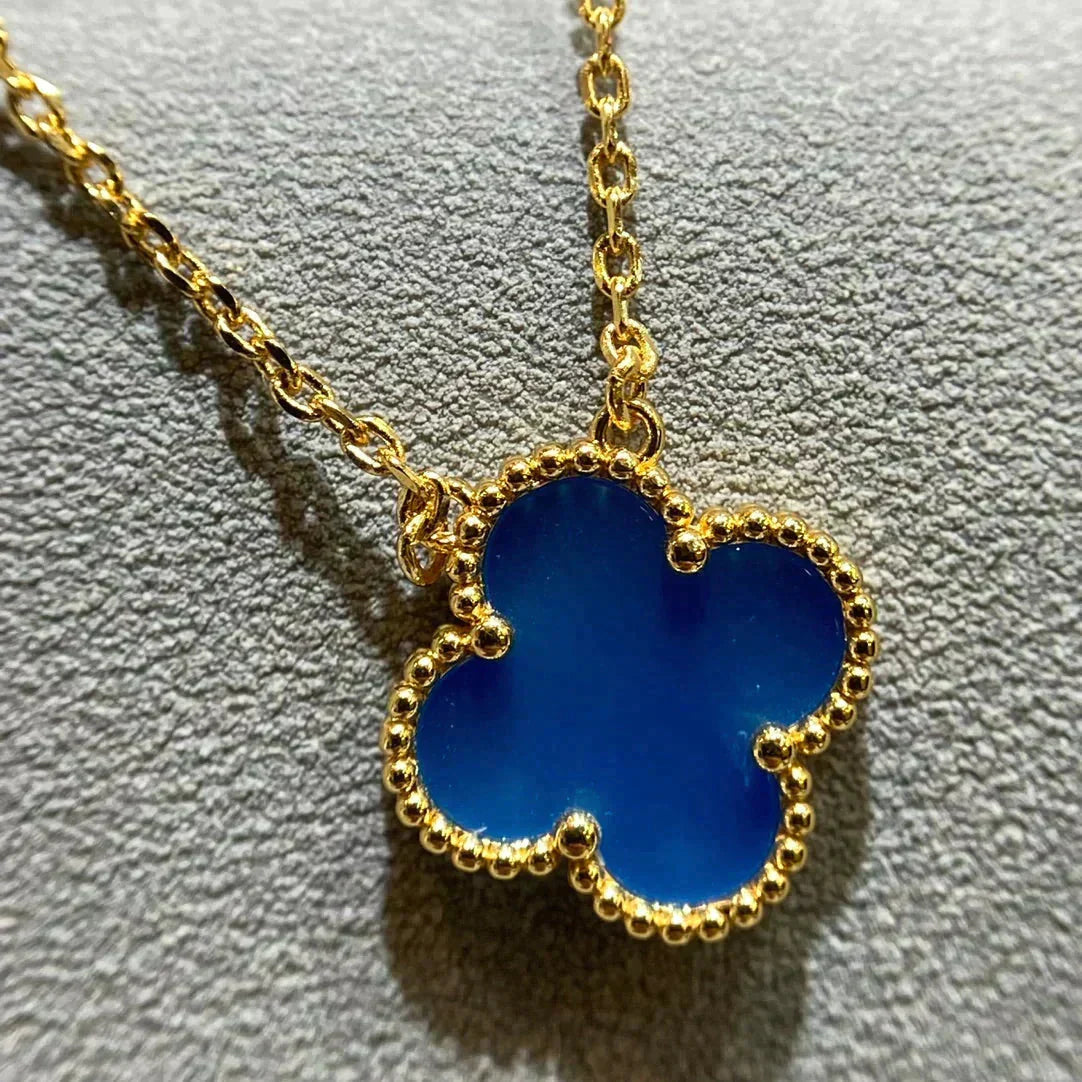 [Eterna Jewels]CLOVER 15MM BLUE AGATE NECKLACE