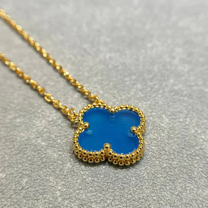[Eterna Jewels]CLOVER 15MM BLUE AGATE NECKLACE