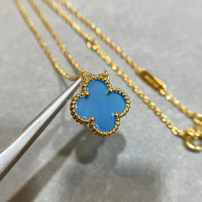 [Eterna Jewels]CLOVER 15MM BLUE AGATE NECKLACE