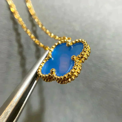 [Eterna Jewels]CLOVER 15MM BLUE AGATE NECKLACE