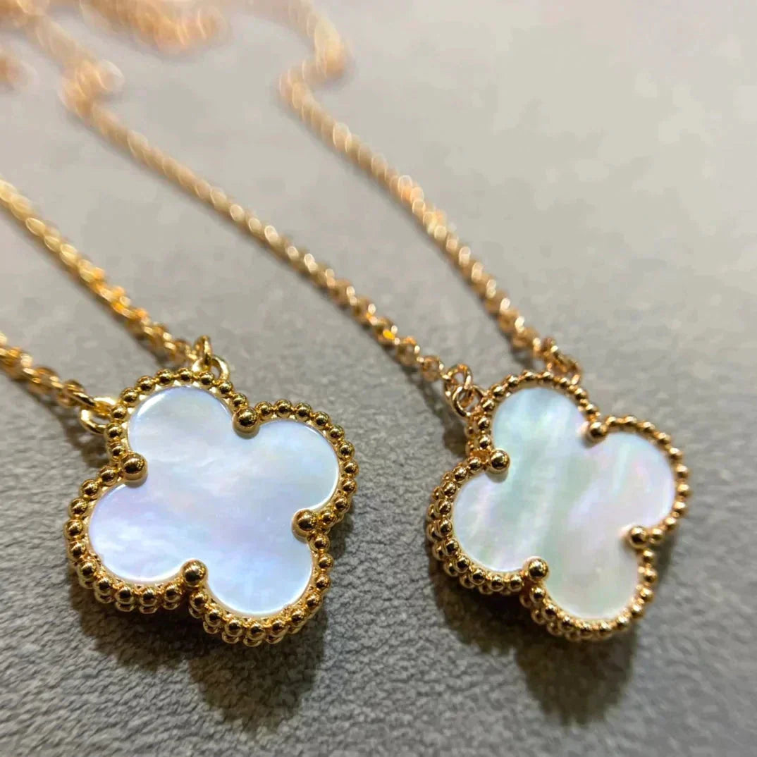 [Eterna Jewels]CLOVER 15MM WHITE MOTHER-OF-PEARL GOLD NECKLACE