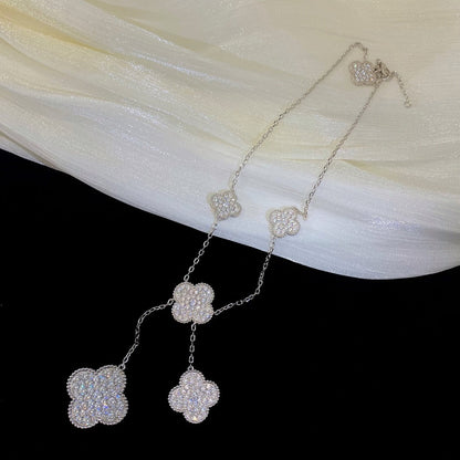 [Eterna Jewels]CLOVER 5 MOTIFS SILVER DIAMONDS NECKLACE