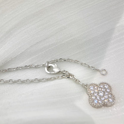 [Eterna Jewels]CLOVER 5 MOTIFS SILVER DIAMONDS NECKLACE
