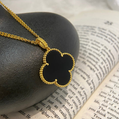 [Eterna Jewels]CLOVER 25MM NECKLACE GOLD ONYX