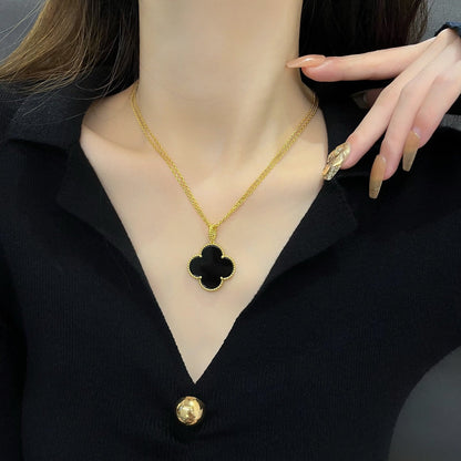 [Eterna Jewels]CLOVER 25MM NECKLACE GOLD ONYX