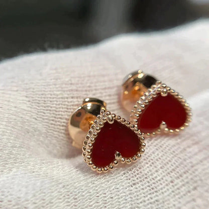 [Eterna Jewels]HEART CARNELIAN STUD EARRINGS