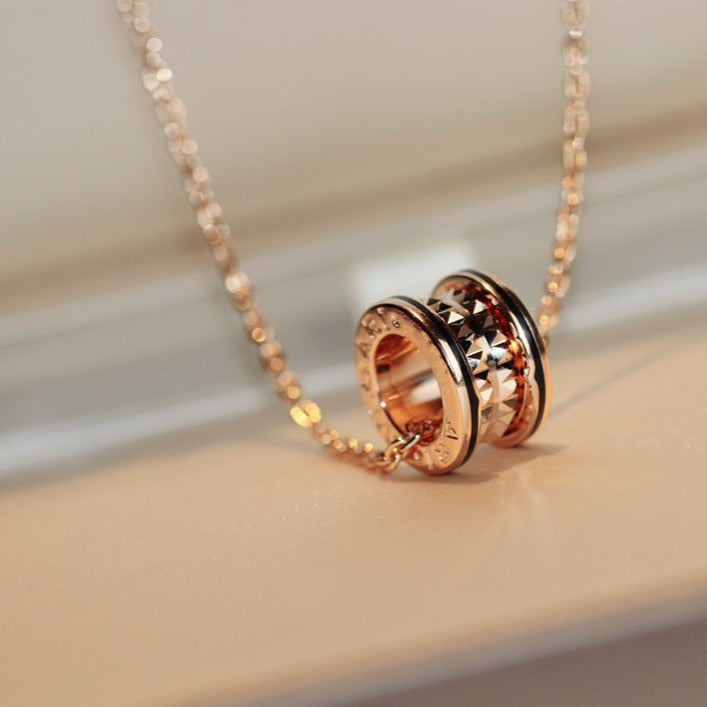 [Eterna Jewels]ZERO 1 ROCK PEDANT PINK GOLD BLACK NECKLACE